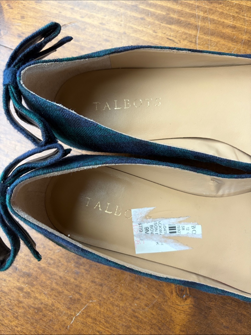 Talbots Black Watch Plaid Flats Sz 9 - Picture 5 of 16
